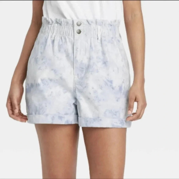 Universal Thread Women's High-rise Paperbag Shorts, Color Blue Marbled Size S - Picture 2 of 16